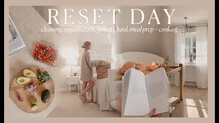 RESET DAY | deep cleaning, organisation, grocery shopping/haul, meal prep + lots of cooking