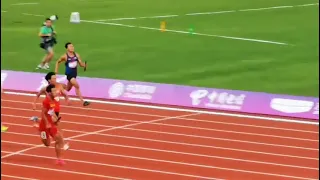 The Chinese team wins the gold medal in the men's 4x100m relay event at the Asian Games.