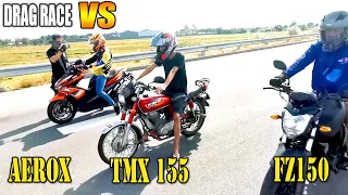 TMX 155 vs Aerox 155 vs FZ 150  | Drag race