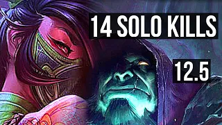 AKALI vs YORICK (TOP) | 14 solo kills, 18/2/4, Legendary, 800K mastery | EUW Diamond | 12.5