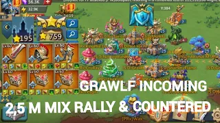 Grawlf MAX ACCOUNT COME FOR MY RALLY TRAP.2,5 M MIX RALLY..Strongest Rally I ever Take..Lords mobile