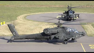 😮Impressive reverse maneuver 5 US Army Boeing AH64 Apache at Nancy airport / Start up and taking off