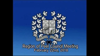 Region of Peel Council Meeting Feb 22nd,, 2018