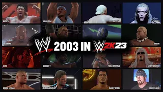 WWE 2003 Roster in WWE2K23! All Superstar Entrances & Finishing Moves