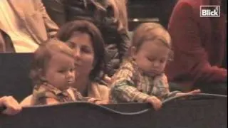 Roger Federer twins watch their daddy wins the Davidoff Swiss Indoors 2010