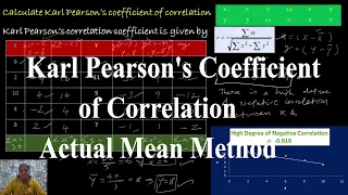 Actual Mean Method || Karl Pearson's Coefficient of Correlation -Statistics