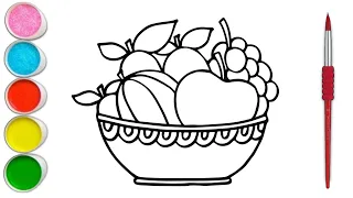 Fruit Basket Drawing || Fruit Basket Drawing Easy || Drawing For Kids || Drawing