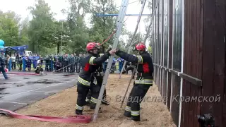 Боевое развертывание пожарной команды Хорватии на чемпионате в Апаринках