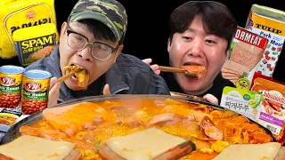 각종 햄 가득 추가해서 푸짐한 "부대찌개" 먹방 ASMR  Spam&Budae jjigae(Spicy Sausage Stew) Mukbang