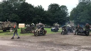 WW2 SS Waffen German soldiers in armoured convoy