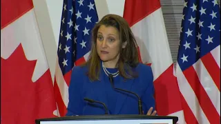 Finance Minister Chrystia Freeland and U.S. counterpart Janet Yellen hold news conference in Toronto