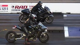Hayabusa vs H2 Kawasaki Ninja-rematch- - superbikes drag racing
