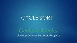 Cycle Sort | GeeksforGeeks