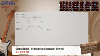 🎸 Cotton Fields - Creedence Clearwater Revival Guitar Backing Track with chords and lyrics