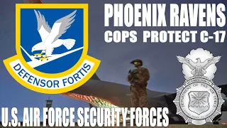 U.S. Air Force Security Forces Cops of Phoenix Ravens conduct Protect to C-17 during Night Operation