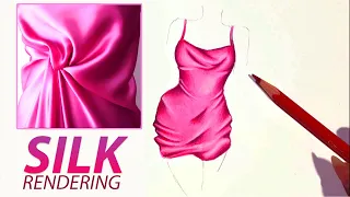 Fabric rendering Silk dress || pencil color