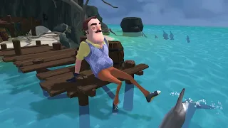 Привет Сосед в отпуске Hello Neighbor море солнце пляж дельфины Теодор Питерсон отдыхает