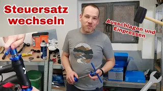 Steuersatz Lenkkopflager Montieren einpressen Headset Lagerschalen Montage / Demontage Fahrrad DIY