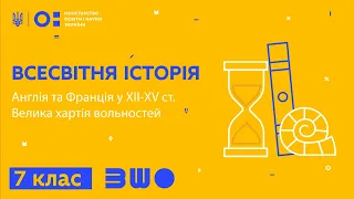 7 клас. Всесвітня історія. Англія та Франція у ХІІ-ХV ст.Велика хартія вольностей