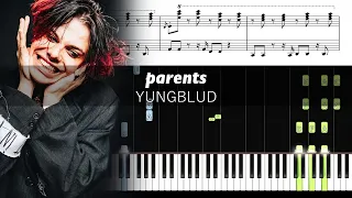 YUNGBLUD - parents - Accurate Piano Tutorial with Sheet Music