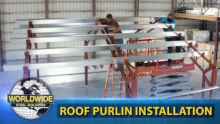 Steel Building Roof Purlin Install - How To DIY Steel Building