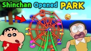 Shinchan And Nobita Opened Park 😱 || 😂 Funny Game Roblox Theme Park Tycoon