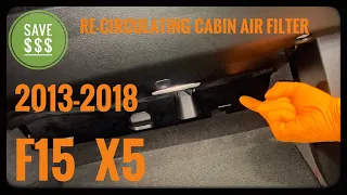 BMW X5 Re-circulating cabin air filter replacement. 2013-2018 F15