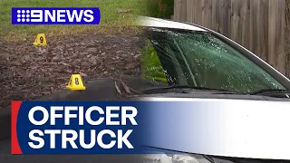 Police officer hit by allegedly stolen car in Melbourne | 9 News Australia