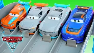 New Disney Cars 3 Next Gen Rookies Race down the Florida 500 Speedway!