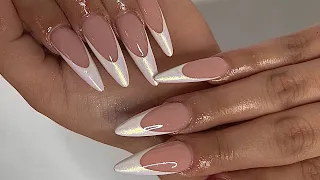 HOW TO SHAPE ALMOND NAILS | IRIDESCENT CHROME NAILS | KAYSKLAWSS