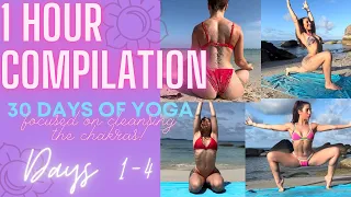 1 Hour Beach Yoga Series Compilation: Lower Chakras, Hips, Heart Opening, Meditation For Beginners