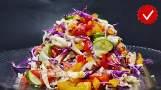 Wonderful and very healthy cabbage salad!  It takes 5 minutes to prepare. For weight loss!!!