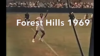 Pancho Gonzales vs Torben Ulrich at Forest Hills Centre court (1969). Pancho won 3-6,6-4,4-6,8-6,6-2