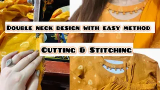 Neck design | neck design 2024 | Double neck design cutting & stitching Easy method | dress designs
