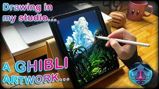 📲 IPAD digital PAINTING ✍️ DRAW with ME a GHIBLI art for LOFI ambience MUSIC video 🎵 (PROCREATE ART)