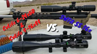 CvLife 6-24x50 & CvLife 4-16x44 Tracking Test - View @ 1000 yards - Compared to SWFA SS 16x