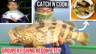 Grouper Fishing at Bedok Jetty | Catch and Cook | Fishing in Singapore