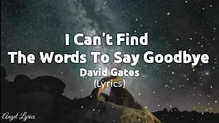 I Can't Find The Words To Say Goodbye Lyrics by David Gates