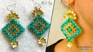 Inside Out Right Angle Weave Earring - DIY Jewelry Making Tutorial by PotomacBeads