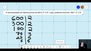 divisão do número 600 em fatores primos