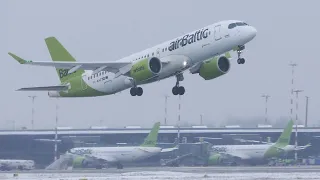 (4K) FREEZING Planespotting at Riga International Airport | 28th November 2022