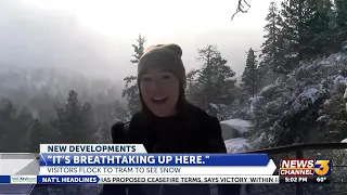 Visitors flock to Palm Springs Aerial Tramway, which received more than two feet of snowfall