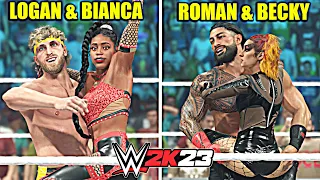 Logan Paul & Bianca Belair vs Roman Reigns & Becky Lynch - WWE 2K23 Gameplay