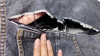Learn how to invisibly fix a hole in jeans / Keep your jeans