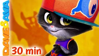 👾 Five Little Kittens | Nursery Rhymes & Halloween Songs | Baby Songs by Dave and Ava 👾