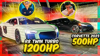 ARRANCONES EN EL AUTÓDROMO MI CORVETTE 2023 VS R8 TWIN TURBO DE ALFREDO VALENZUELA *carrera épica*