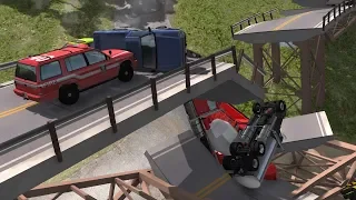 Collapsing Bridge Pileup Crashes 5 | BeamNG.drive