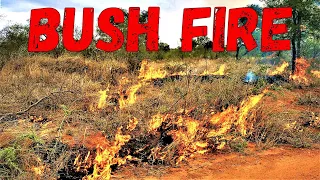 Bush fire in Eros Park in Windhoek, Namibia, southern Africa
