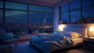 Heavy Rain Outside | Rain Sounds And Snowfall In A Chic Minimalist Room Ambiance | 3 Hours