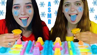 ASMR FROZEN JELLY, FROZEN GUMMY TROLLI PLANET, FROZEN BASIL SEED DRINK | EATING SOUNDS